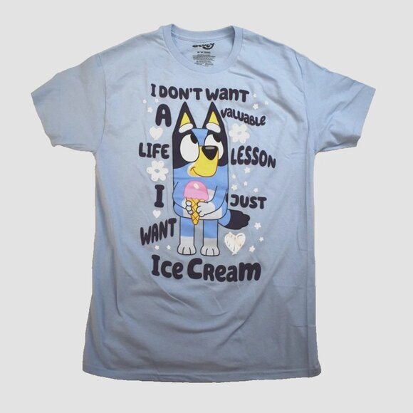 Bluey Mens I Don't Want A Life Lesson, I Just Want Ice Cream Shirt New - Picture 1 of 3